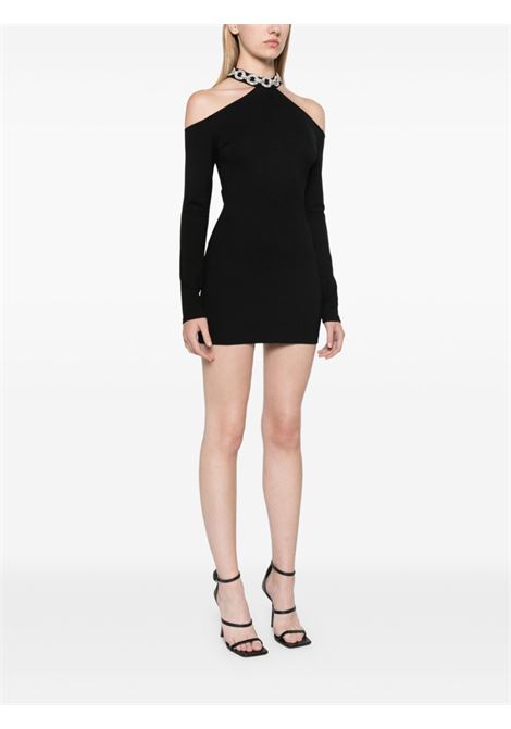 Black crystal-chain mini dress David Koma - women DAVID KOMA | PF24DK86DBLKSLVR